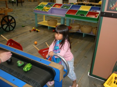 (Discovery Center) Kasen moving the vegetables